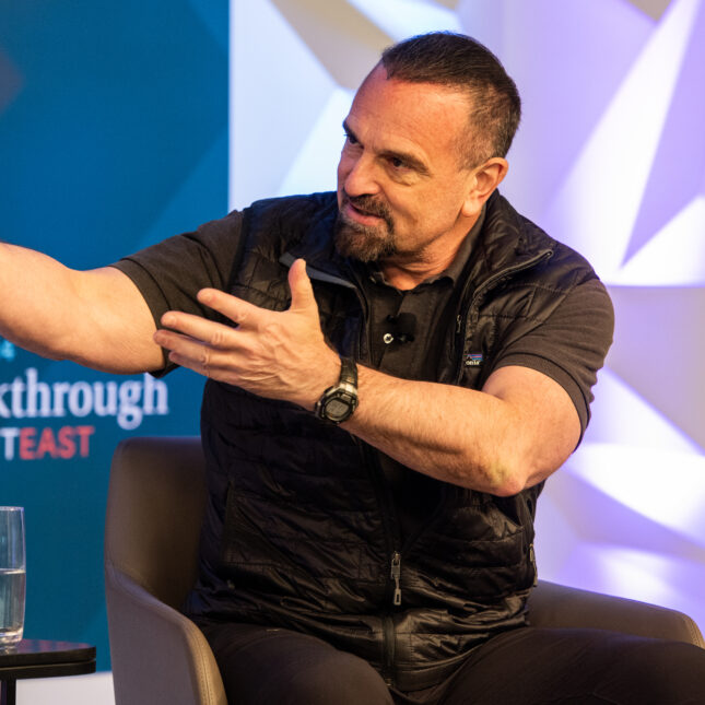 George Yancopoulos on the 2024 Breakthrough Summit East stage.