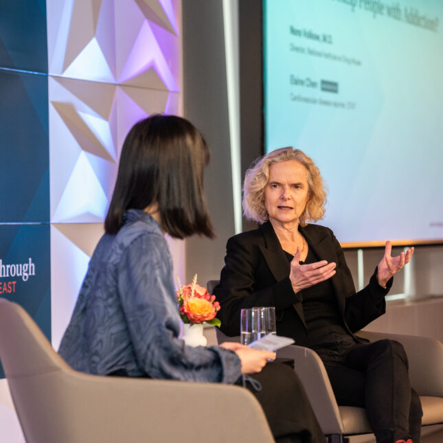 STAT's Elaine Chen speaks with Nora Volkow and Fyodor Urnov in New York on March 21, 2024