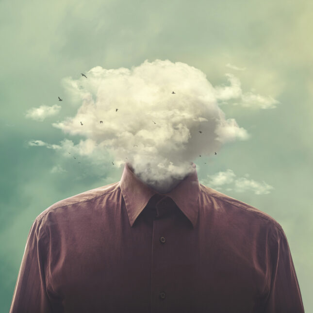 A person wearing burgundy button down with their head in the cloud — coverage from STAT