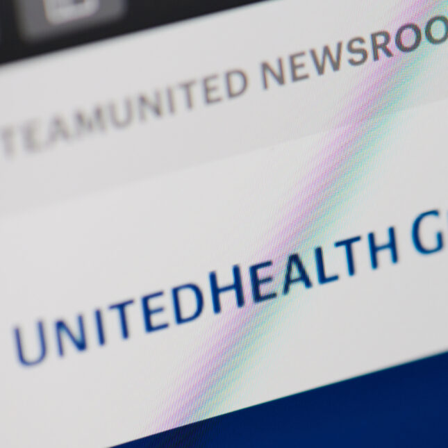The logo displayed on the home page of UnitedHealth — exclusive coverage from STAT