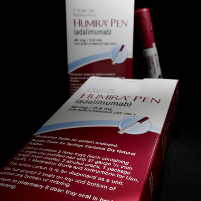 Two boxes of Humira and a Humira pen on the side — first opinion coverage from STAT