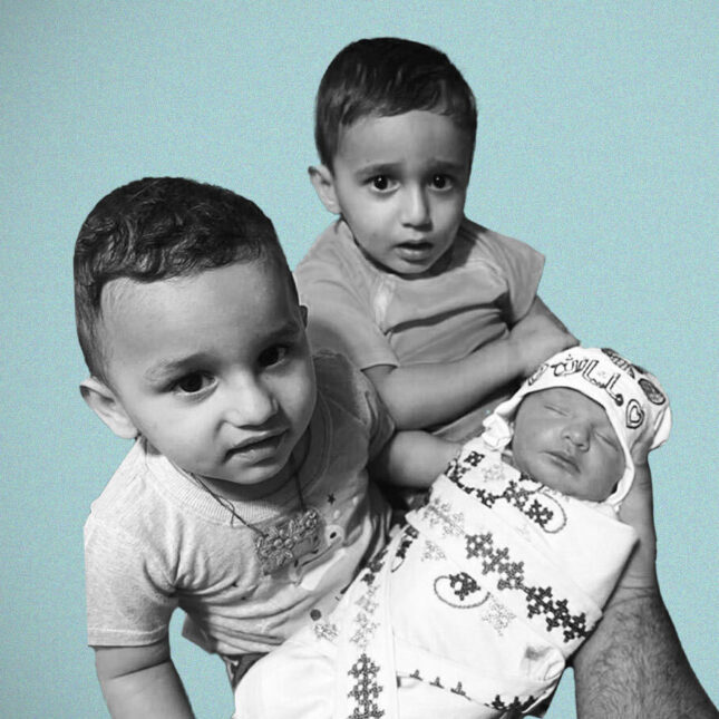 Photo illustration of three children against a blue background. -- health coverage from STAT