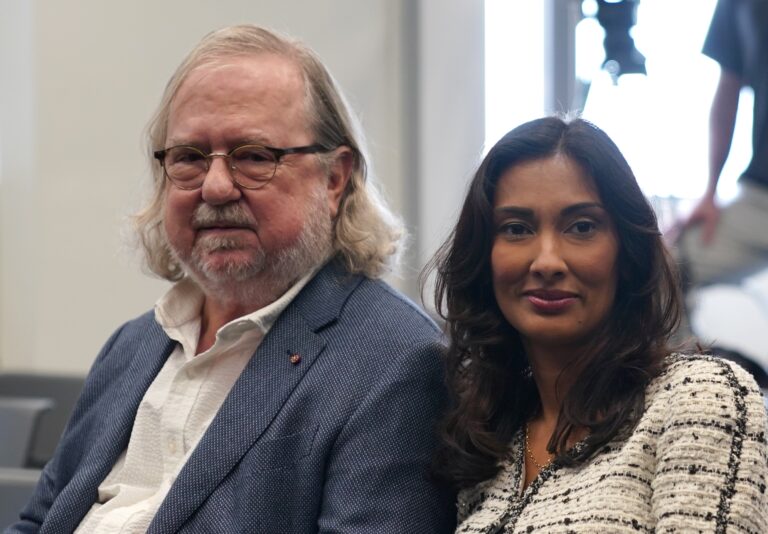 James Allison and his wife Padnamee Sharma of at the MD Anderson Cancer Center at the University of Texas, holds a press conference in New York after winning the Nobel Prize in physiology or medicine. Allison was given the prize for their discovery of cancer therapy by inhibition of negative immune regulation.