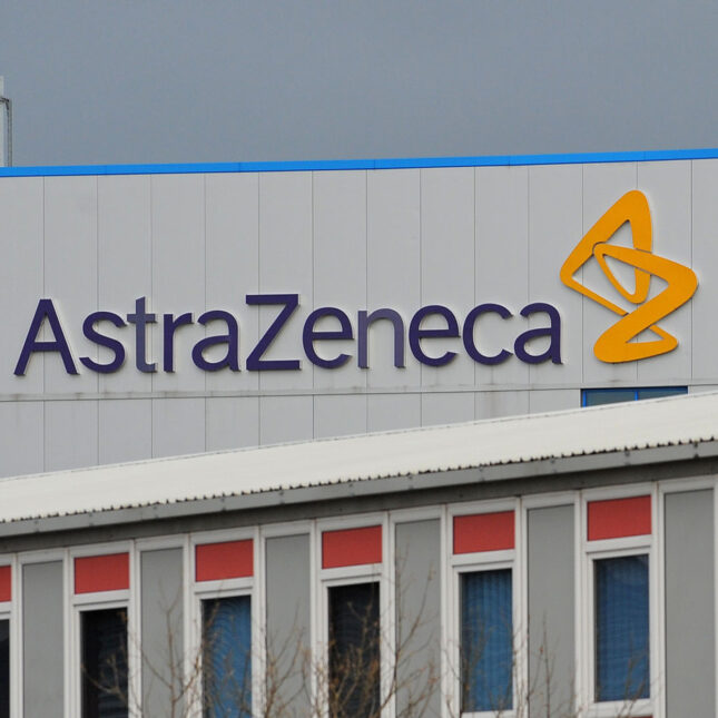 A building with AstraZeneca's logo under gray sky — politics coverage from STAT
