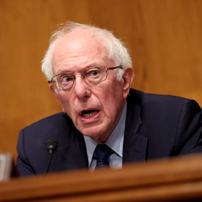 Senate health committee Chair Bernie Sanders puts his thumb and index finger together while speaking at a hearing — politics coverage from STAT