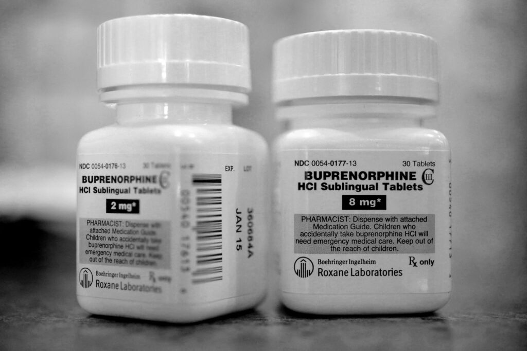  A photo of bottles of Buprenorphine, used as an alternative to Methadone to help people recovering from opioid use disorder. – addiction coverage from STAT