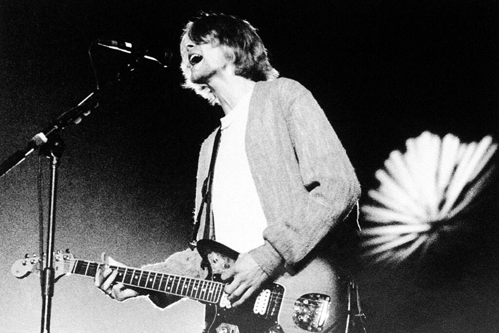 Kurt Cobain, front man of the rock group Nirvana, is shown during a benefit concert at the Cow Palace in Daly City, Calif., April 9, 1993.